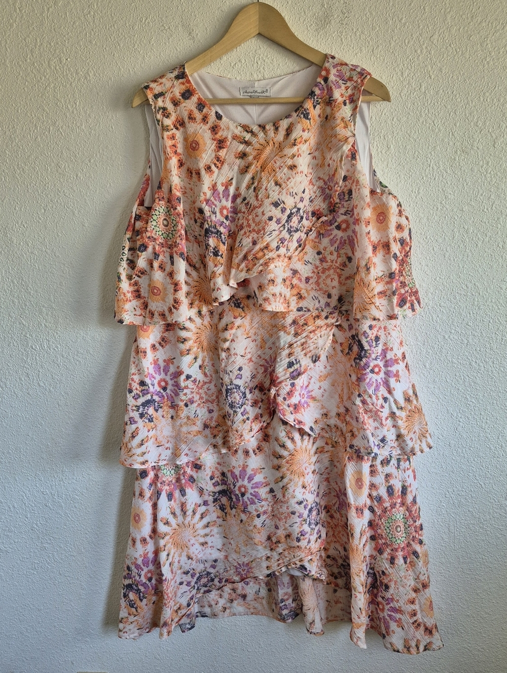 KEREN HART Plus Size Floral Ruffle Tiered Summer Dress Size 2X
